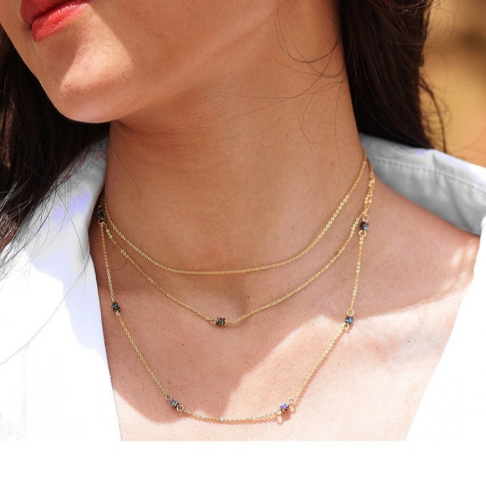 Layered gold plated necklace